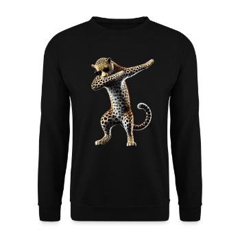 Funny Dabbing Leopard Animal Lover Animal Safari - Unisex Sweatshirt - black - Front - Alina (178cm) & Michal (187cm)
