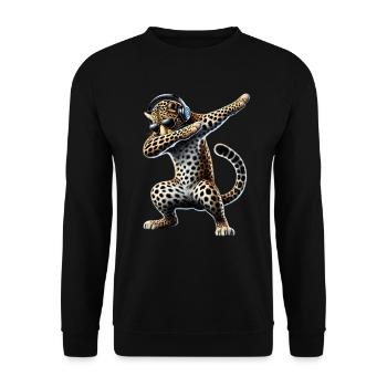Funny Dabbing Leopard Animal Lover Animal Safari - Unisex Sweatshirt - black - Front - Alina (178cm) & Michal (187cm)
