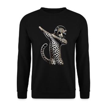 Funny Dabbing Leopard Animal Lover Animal Safari - Unisex Sweatshirt - black - Front - Alina (178cm) & Michal (187cm)