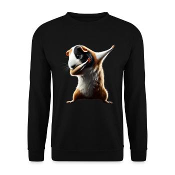 Funny Dabbing Guinea Pig Animal Lover Animal - Unisex Sweatshirt - black - Front - Alina (178cm) & Michal (187cm)