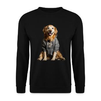Funny German Golden Retriever Chill Out Dog - Unisex Sweatshirt - black - Front - Alina (178cm) & Michal (187cm)