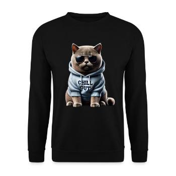 Drôle Britannique Shorthair Chill Out Chat Chill Out - Sweat-shirt Unisexe - noir - Devant - Alina (178cm) & Michal (187cm)