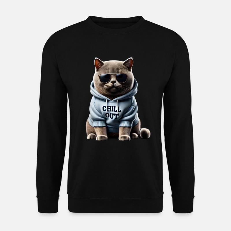 Lustige Britisch Kurzhaar Chill Out Katze Chillen - Unisex Pullover - Schwarz