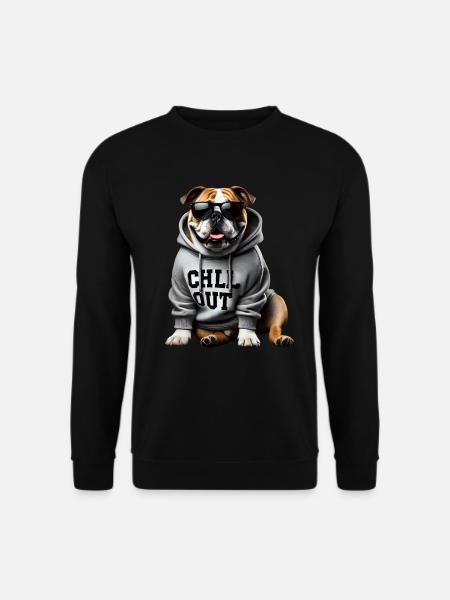Grappige Engelse Bulldog Dierenliefhebber het Chillen - Uniseks sweater - zwart