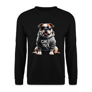 Drôle bouledogue anglais amoureux des animaux Chilling - Sweat-shirt Unisexe - noir - Devant - Alina (178cm) & Michal (187cm)