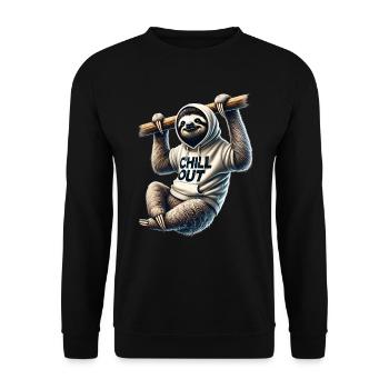 Funny Sloth Chill Out Animal Lover Chilling - Unisex Sweatshirt - black - Front - Alina (178cm) & Michal (187cm)