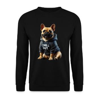 Funny French Bulldog Chill Out Chill Out - Unisex Sweatshirt - black - Front - Alina (178cm) & Michal (187cm)