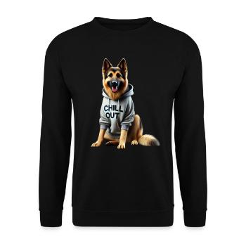 Funny German Shepherd Chill Out Chill - Unisex Sweatshirt - black - Front - Alina (178cm) & Michal (187cm)