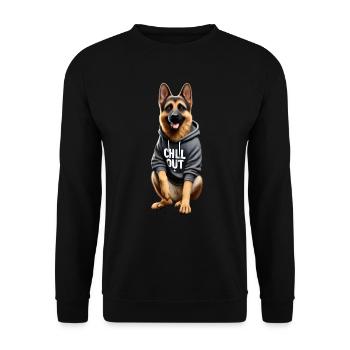 Funny German Shepherd Chill Out Chill - Unisex Sweatshirt - black - Front - Alina (178cm) & Michal (187cm)