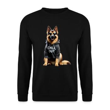 Funny German Shepherd Chill Out Chill - Unisex Sweatshirt - black - Front - Alina (178cm) & Michal (187cm)
