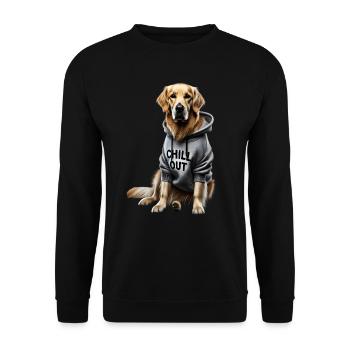 Funny German Golden Retriever Chill Out Dog - Unisex Sweatshirt - black - Front - Alina (178cm) & Michal (187cm)