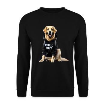 Funny German Golden Retriever Chill Out Dog - Unisex Sweatshirt - black - Front - Alina (178cm) & Michal (187cm)