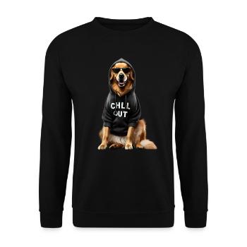 Funny German Golden Retriever Chill Out Dog - Unisex Sweatshirt - black - Front - Alina (178cm) & Michal (187cm)