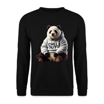 Funny Panda Bear Chill Out Animal Lover Chill - Unisex Sweatshirt - black - Front - Alina (178cm) & Michal (187cm)