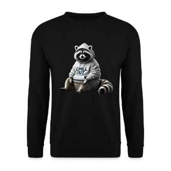 Funny Raccoon Chill Out Animal Lover Chill - Unisex Sweatshirt - black - Front - Alina (178cm) & Michal (187cm)