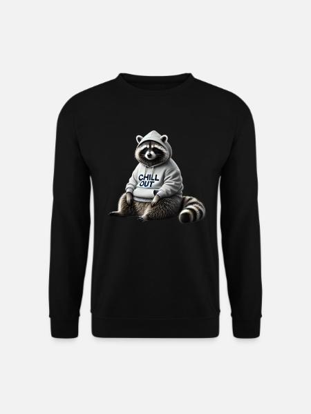 Lustiges Waschbär Chill Out Tierliebhaber Chillen - Unisex Pullover - Schwarz