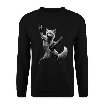 Lustiges Rock Gitarre Fuchs Musik Tierliebhaber - Unisex Pullover - Schwarz - Vorne - Alina (178cm) & Michal (187cm)