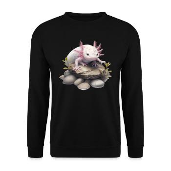 Axolotl Motif Tail Lurch Animal Lover Headphones - Unisex Sweatshirt - black - Front - Alina (178cm) & Michal (187cm)