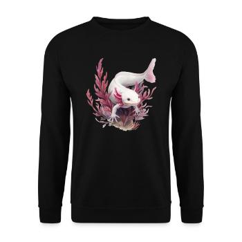 Axolotl Motif Tail Lurch Animal Lover Headphones - Unisex Sweatshirt - black - Front - Alina (178cm) & Michal (187cm)