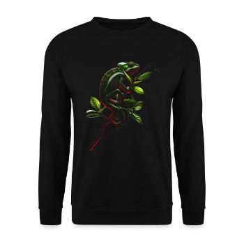 Chamäleon Motiv Tier Tierliebhaber Reptilien Echse - Unisex Pullover - Schwarz - Vorne - Alina (178cm) & Michal (187cm)