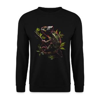 Chameleon Animal Animal Lover Headphones Reptiles - Unisex Sweatshirt - black - Front - Alina (178cm) & Michal (187cm)