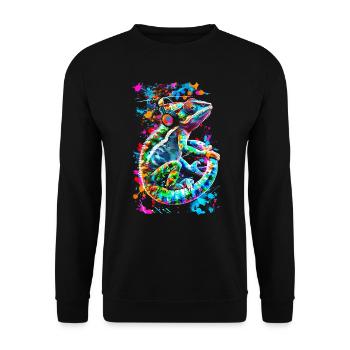 Chameleon Animal Animal Lover Headphones Reptiles - Unisex Sweatshirt - black - Front - Alina (178cm) & Michal (187cm)