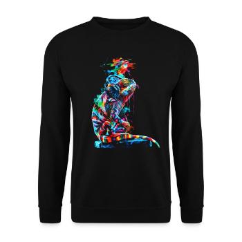 Chameleon Animal Animal Lover Headphones Reptiles - Unisex Sweatshirt - black - Front - Alina (178cm) & Michal (187cm)