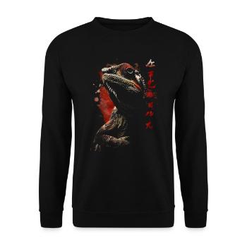 Japanisches Chamäleon Safari Reptilien Terrarium - Unisex Pullover - Schwarz - Vorne - Alina (178cm) & Michal (187cm)
