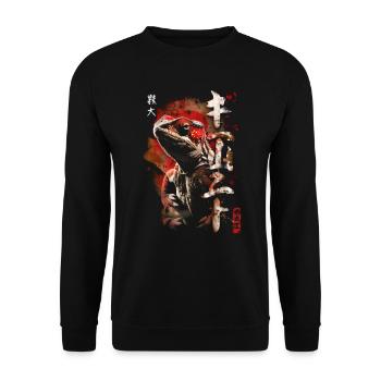 Japanisches Chamäleon Safari Reptilien Terrarium - Unisex Pullover - Schwarz - Vorne - Alina (178cm) & Michal (187cm)