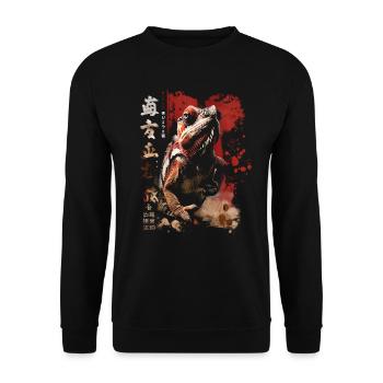 Japanisches Chamäleon Safari Reptilien Terrarium - Unisex Pullover - Schwarz - Vorne - Alina (178cm) & Michal (187cm)