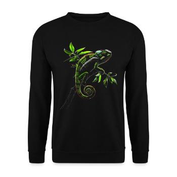 Chameleon Animal Animal Lover Headphones Reptiles - Unisex Sweatshirt - black - Front - Alina (178cm) & Michal (187cm)