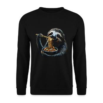 Funny Sloth Art Animal Sloth Ramen Noodle - Unisex Sweatshirt - black - Front - Alina (178cm) & Michal (187cm)