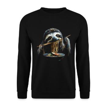 Funny Sloth Art Animal Sloth Ramen Noodle - Unisex Sweatshirt - black - Front - Alina (178cm) & Michal (187cm)