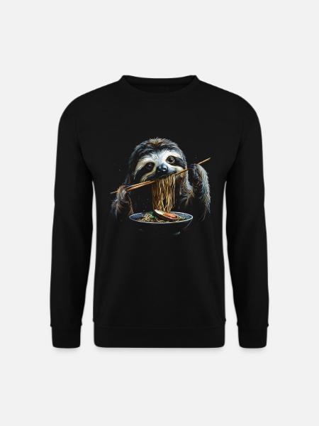 Lustiges Faultier Kunst Tier Sloth Ramen Nudel - Unisex Pullover - Schwarz
