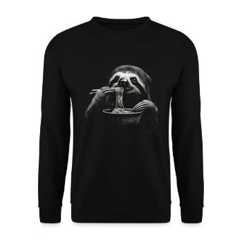 Funny Sloth Art Animal Sloth Ramen Noodle - Unisex Sweatshirt - black - Front - Alina (178cm) & Michal (187cm)