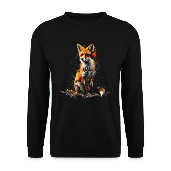 Lustiges Fuchs Fox Kunst Tier Natur Wildtier Tiere - Unisex Pullover - Schwarz - Vorne - Alina (178cm) & Michal (187cm)