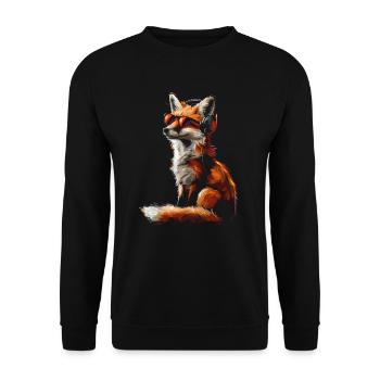 Drôle Renard Renard Art Animal Nature Animaux Animaux Sauvages - Sweat-shirt Unisexe - noir - Devant - Alina (178cm) & Michal (187cm)