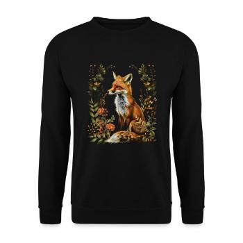Lustiges Fuchs Fox Kunst Tier Natur Wildtier Tiere - Unisex Pullover - Schwarz - Vorne - Alina (178cm) & Michal (187cm)
