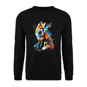 Lustiges Fuchs Fox Kunst Tier Natur Wildtier Tiere - Unisex Pullover - Schwarz - Vorne - Alina (178cm) & Michal (187cm)