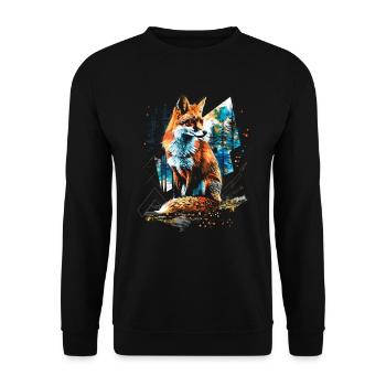 Lustiges Fuchs Fox Kunst Tier Natur Wildtier Tiere - Unisex Pullover - Schwarz - Vorne - Alina (178cm) & Michal (187cm)