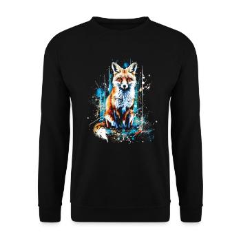Lustiges Fuchs Fox Kunst Tier Natur Wildtier Tiere - Unisex Pullover - Schwarz - Vorne - Alina (178cm) & Michal (187cm)