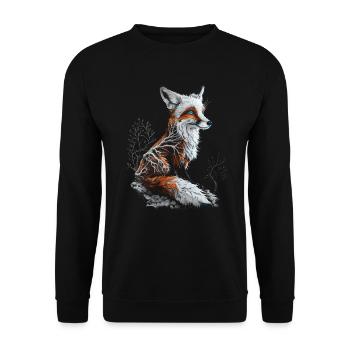 Drôle Renard Renard Art Animal Nature Animaux Animaux Sauvages - Sweat-shirt Unisexe - noir - Devant - Alina (178cm) & Michal (187cm)