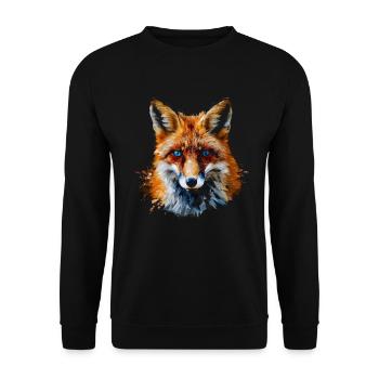 Lustiges Fuchs Fox Kunst Tier Natur Wildtier Tiere - Unisex Pullover - Schwarz - Vorne - Alina (178cm) & Michal (187cm)