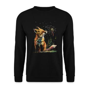 Drôle Renard Renard Art Animal Nature Animaux Animaux Sauvages - Sweat-shirt Unisexe - noir - Devant - Alina (178cm) & Michal (187cm)