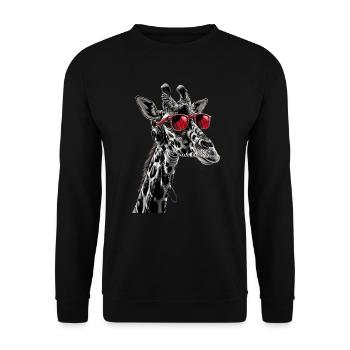 Giraffen Motiv Tier Tierliebhaber Kopfhörer Kunst - Unisex Pullover - Schwarz - Vorne - Alina (178cm) & Michal (187cm)