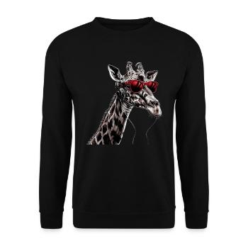 Giraffen Motiv Tier Tierliebhaber Kopfhörer Kunst - Unisex Pullover - Schwarz - Vorne - Alina (178cm) & Michal (187cm)