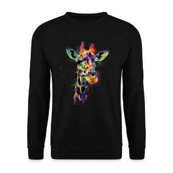 Girafe motif animal amoureux des animaux safari - Sweat-shirt Unisexe - noir - Devant - Alina (178cm) & Michal (187cm)