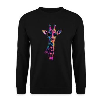 Giraffen Motiv Tier Tierliebhaber Wildlife Safari - Unisex Pullover - Schwarz - Vorne - Alina (178cm) & Michal (187cm)