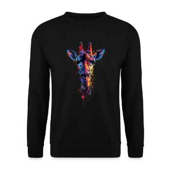 Giraffen Motiv Tier Tierliebhaber Wildlife Safari - Unisex Pullover - Schwarz - Vorne - Alina (178cm) & Michal (187cm)