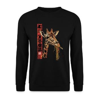 Girafe Safari Manga Ramen Nouille Girafe Anime - Sweat-shirt Unisexe - noir - Devant - Alina (178cm) & Michal (187cm)